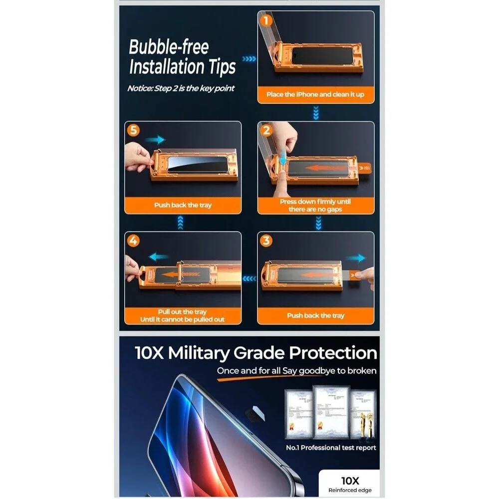 MRGLAS 3 Packs for iPhone 16 Pro Max Privacy Screen Protector 6.9'', Zero...